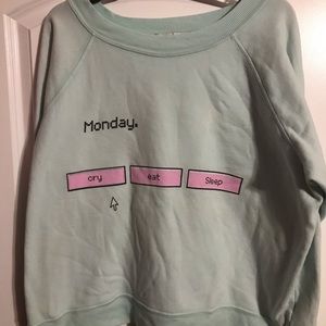 Funny long sleeve “Monday” shirt woman blue
